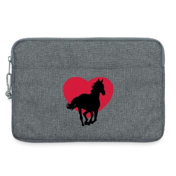 I love horses - J'adore les chevaux - Sacoche pour ordinateur portable 13 pouces - gris chiné - Devant