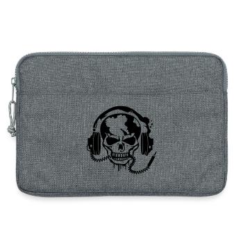 Skull with headphones - Laptop bag 13" - heather grey - Front