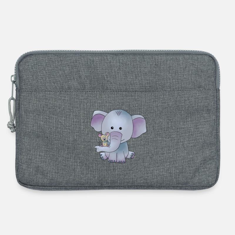 Elefant mit Maus - Laptoptasche 13" - Grau meliert