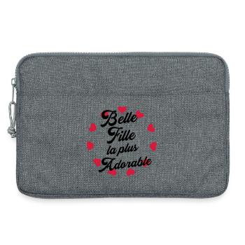 belle-fille / beau-fils / beau fils / belle fille - Sacoche pour ordinateur portable 13 pouces - gris chiné - Devant