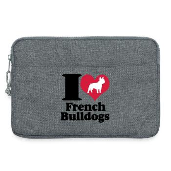 I Love French Bulldogs ... / + - Laptop bag 13" - heather grey - Front