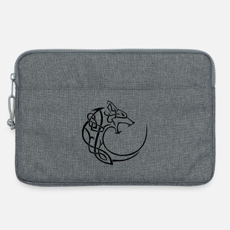 schwarzer Mondwolf - Laptoptasche 13" - Grau meliert