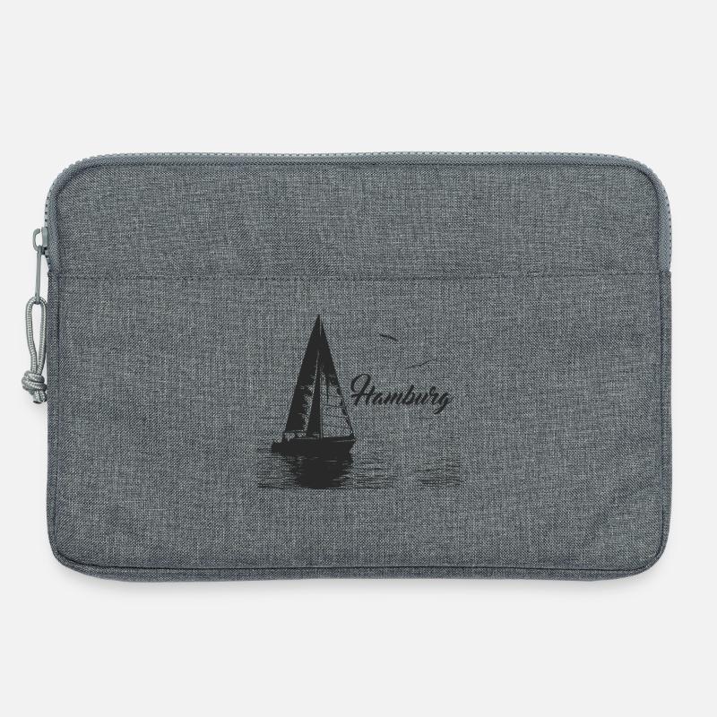 Hamburg Segelboot und 2 Möwen - Laptoptasche 13" - Grau meliert