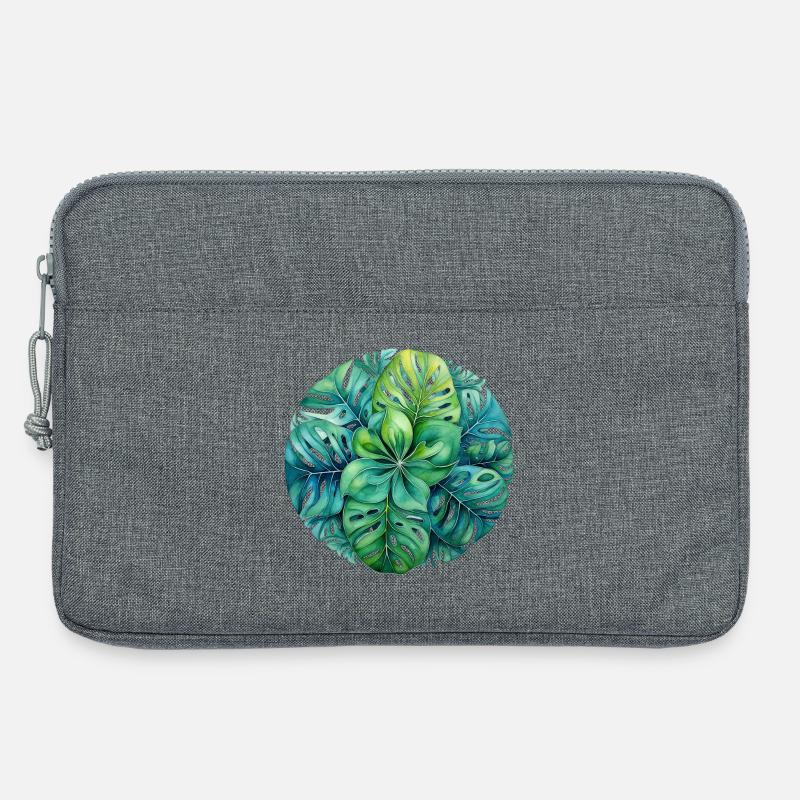 Monstera Mandala - Laptoptasche 13" - Grau meliert