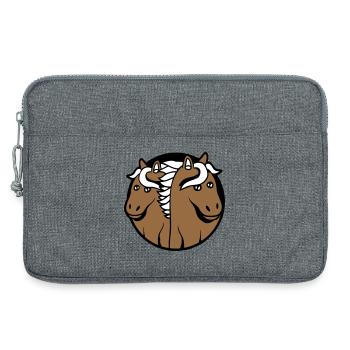 2 Horses Man Woman Lovers Friends Love Team - Laptop bag 13" - heather grey - Front