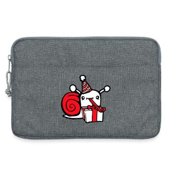 Schnecke Geburtstag feiern Party Geschenke Hut süß - Laptoptasche 13" - Grau meliert - Vorne