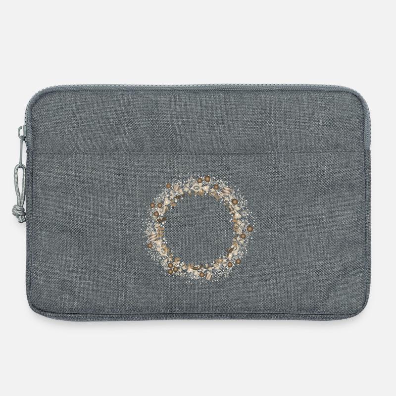 Eleganter Weihnachtskranz in Gold und Creme - Laptoptasche 13" - Grau meliert