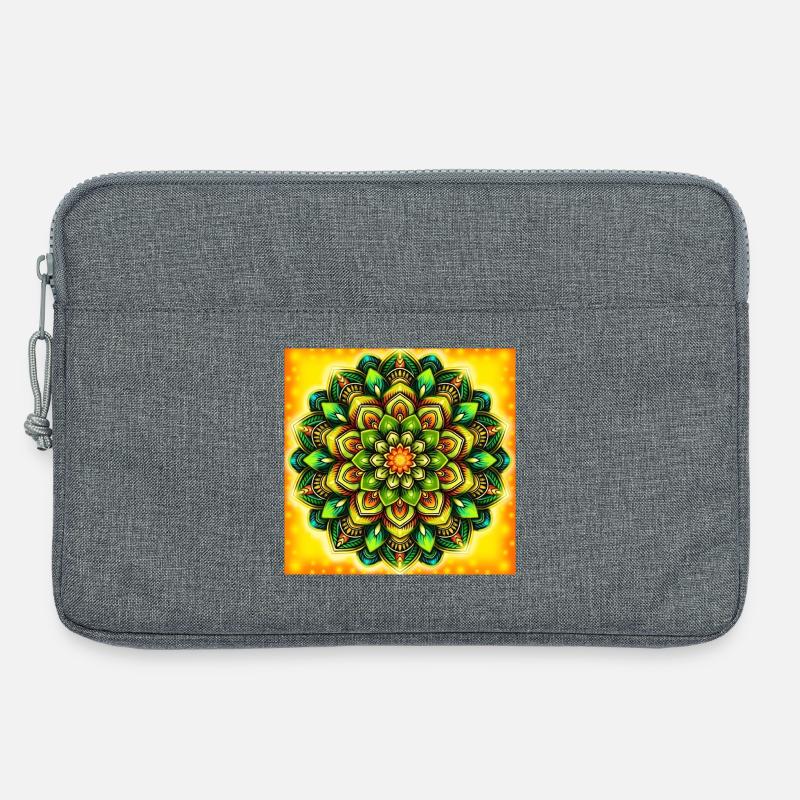 Leuchtendes Mandala-Blütenmuster - Laptoptasche 13" - Grau meliert