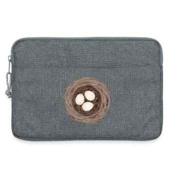 Vogelnest mit drei Eiern – Natürliche Illustration - Laptoptasche 13" - Grau meliert - Vorne