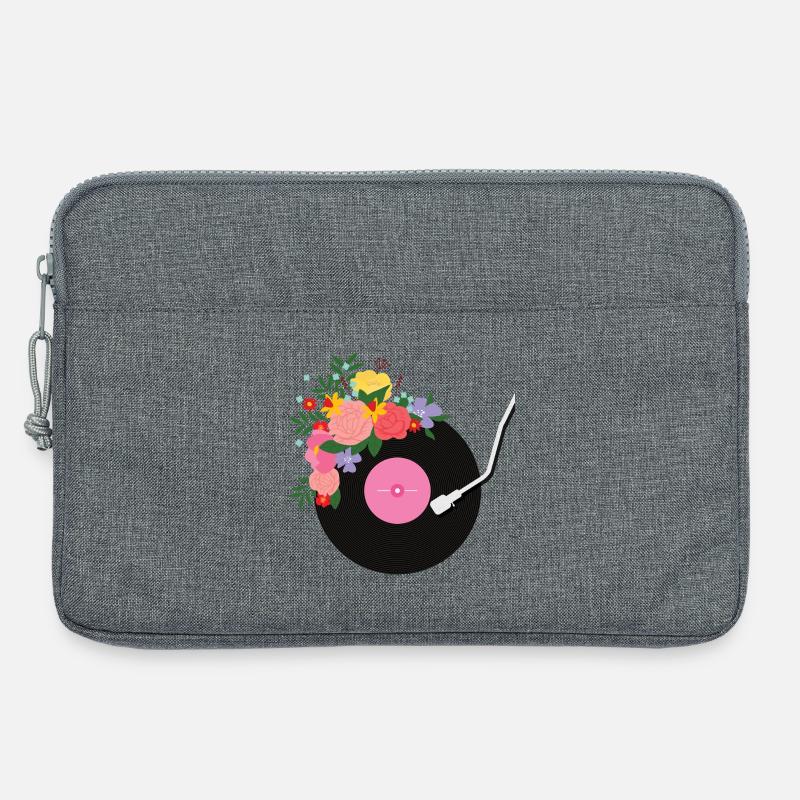 Blumige Schallplatte - Laptoptasche 13" - Grau meliert