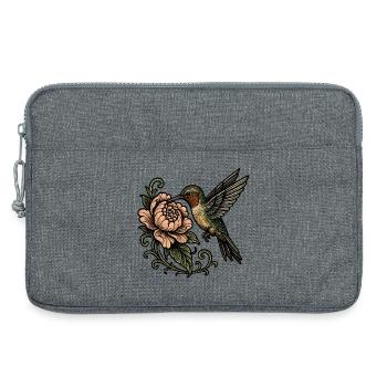 Colibri avec un tatouage vintage rose - Sacoche pour ordinateur portable 13 pouces - gris chiné - Devant