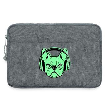 Musique casque Frenchie DJ - Sacoche pour ordinateur portable 13 pouces - gris chiné - Devant