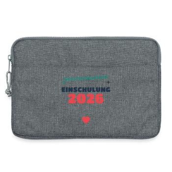 Einschulung 2026 Familie - Schulkind Geschenk Schu - Laptoptasche 13" - Grau meliert - Vorne