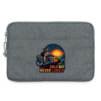 Solo But Never Lonely Cyclist Art - Laptop bag 13" - heather grey - Front