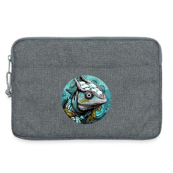 Chamäleon Kopf Türkis Illustration - Laptoptasche 13" - Grau meliert - Vorne