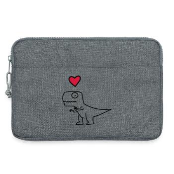 Dino Herz auf Schwarz - Laptoptasche 13" - Grau meliert - Vorne