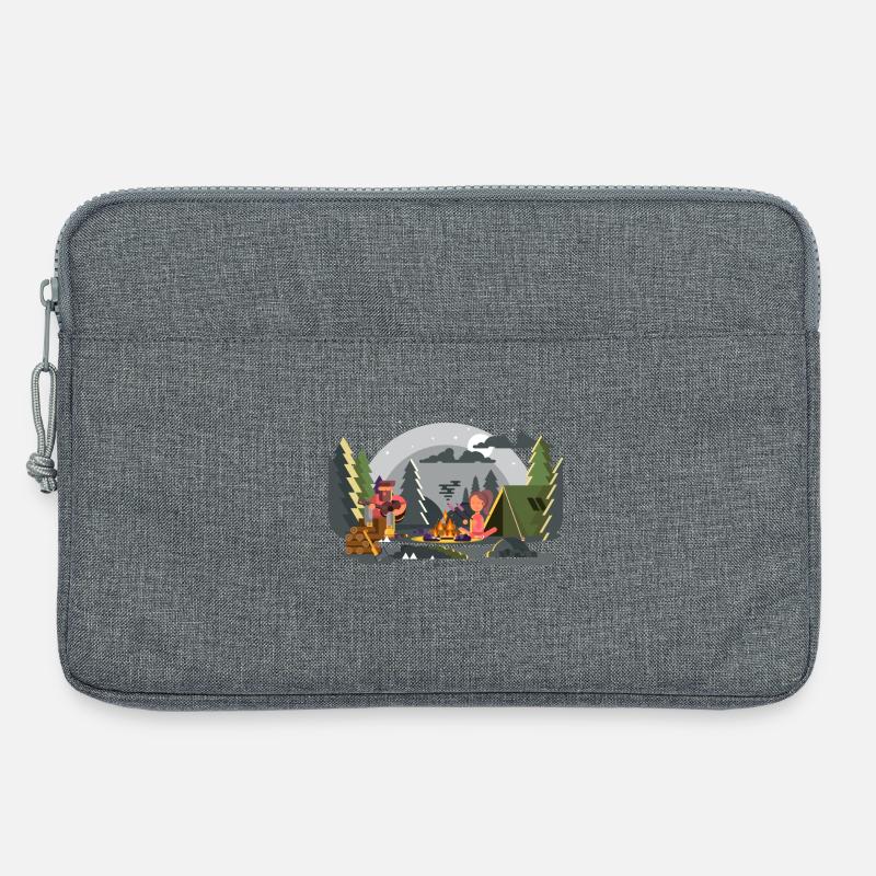 Lagerfeuer Waldcamping Duo - Laptoptasche 13" - Grau meliert