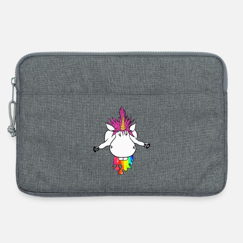Regenbogen Einhorn Farbklecks Regenbogenkotze - Laptoptasche 13" - Grau meliert
