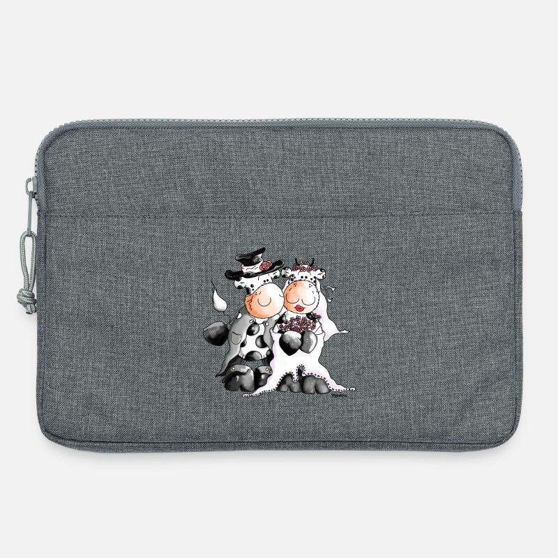 Kuh Hochzeit - Braut - Bräutigam - Laptoptasche 13" - Grau meliert