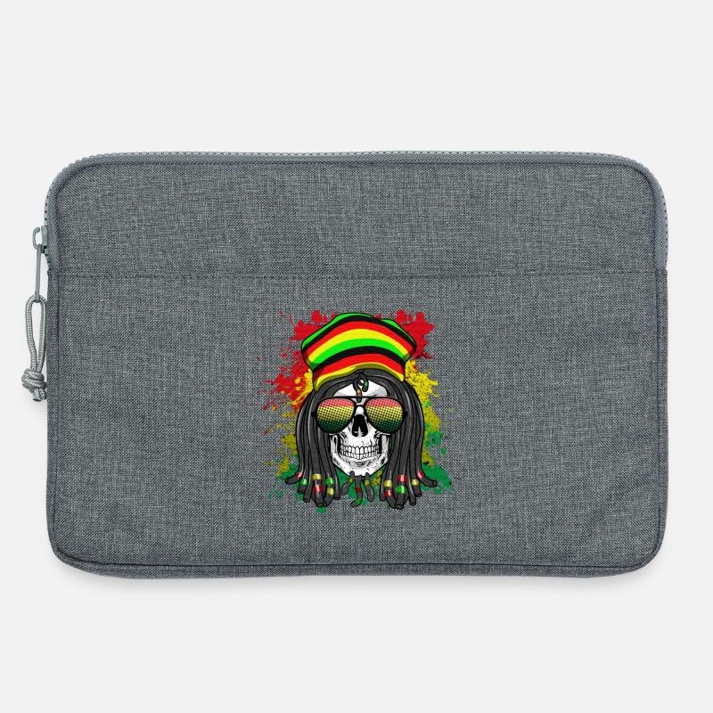 Rasta Skull im Regenbogenstil - Laptoptasche 13" - Grau meliert