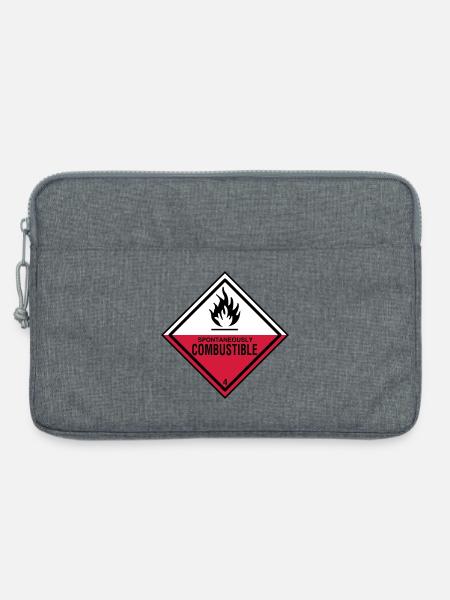 flamme gefahr brennbar humor ironie feuerwehr - Laptoptasche 13" - Grau meliert