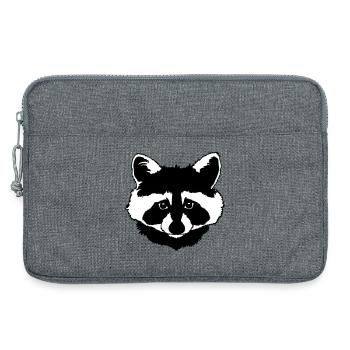 Tête de raton laveur noir et blanc - Sacoche pour ordinateur portable 13 pouces - gris chiné - Devant