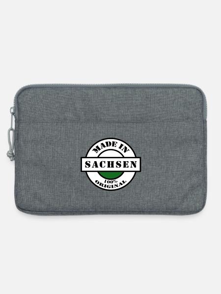 MADE IN SACHSEN Dresden Leipzig Geboren Geschenk - Laptoptasche 13" - Grau meliert