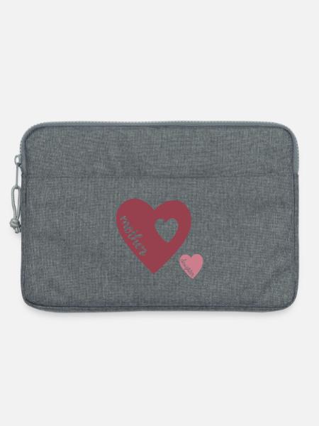 Mutterherz Doppelherz Liebesdesign - Laptoptasche 13" - Grau meliert