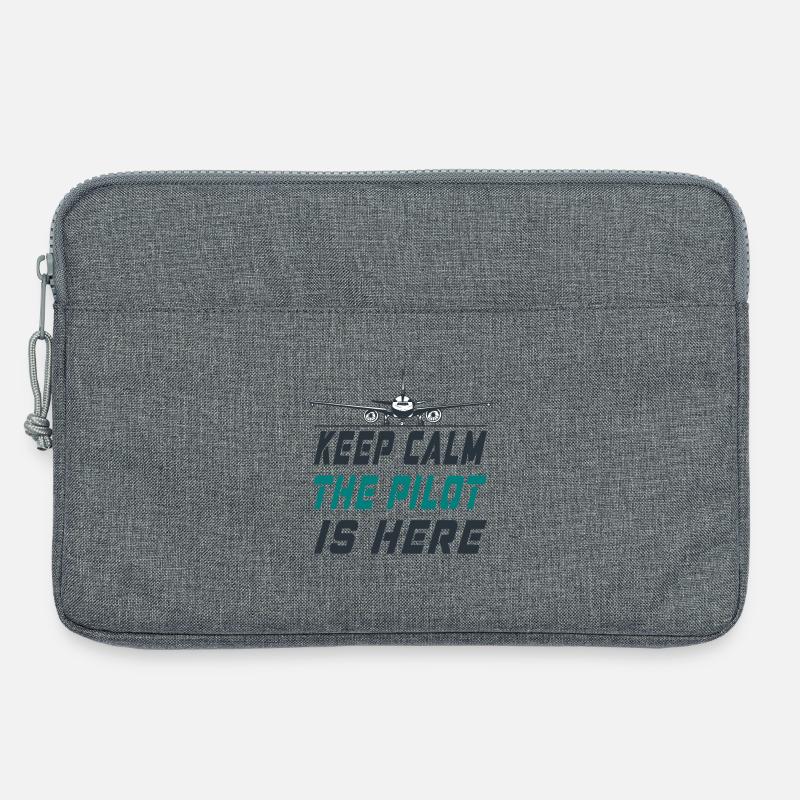 Keep Calm the Pilot is here Design / Flugzeug - Laptoptasche 13" - Grau meliert