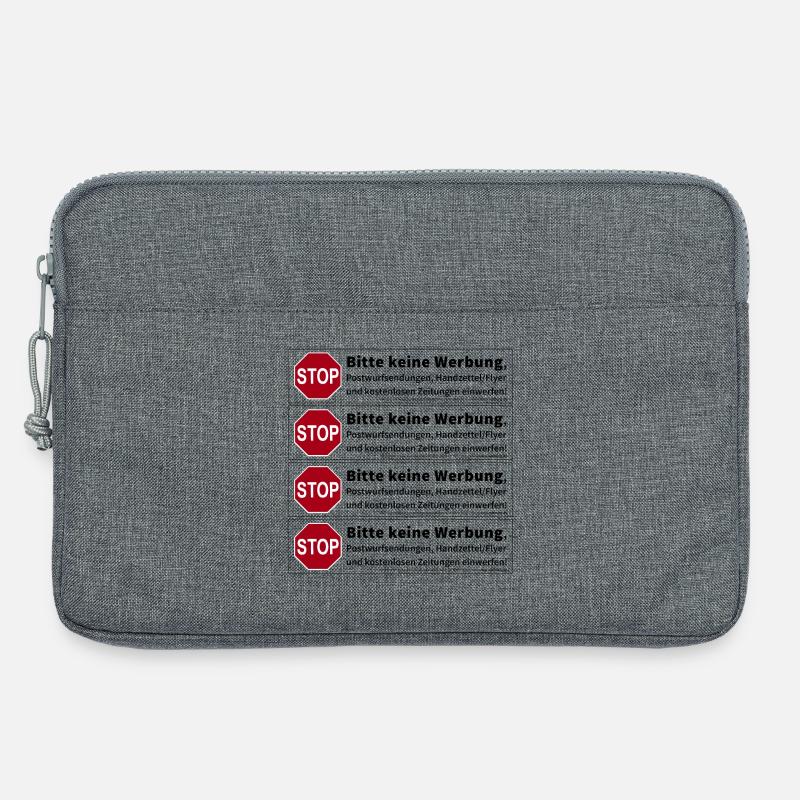 4 x Stop Bitte keine Werbung Sticker - Laptoptasche 13" - Grau meliert
