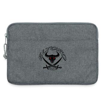 Dark bull's head with red eyes - Laptop bag 13" - heather grey - Front