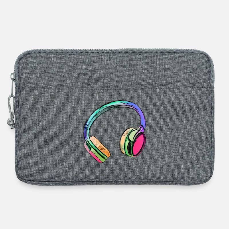 Kopfhörer - bunte Kunst - farbenfroh - Laptoptasche 13" - Grau meliert