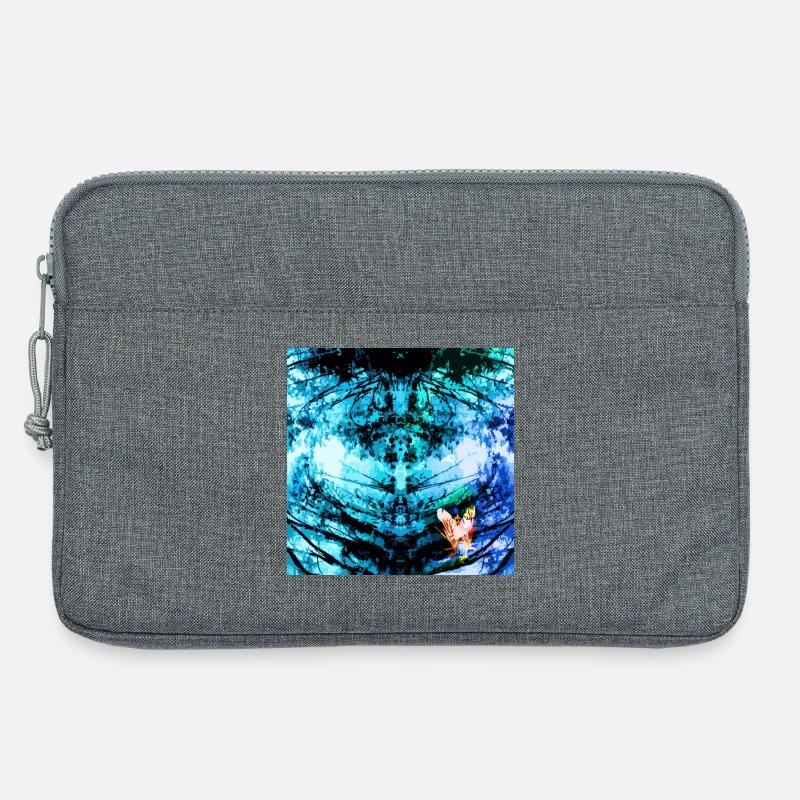 Blauer Psychedelischer Schmetterling - Laptoptasche 13" - Grau meliert