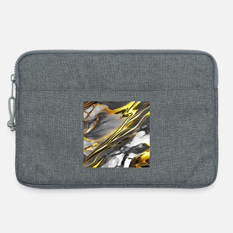 Marmor Schwarz Gold Textur - Laptoptasche 13" - Grau meliert