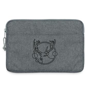 Deer in Geometric Shape - Line Art Design - Laptop bag 13" - heather grey - Front