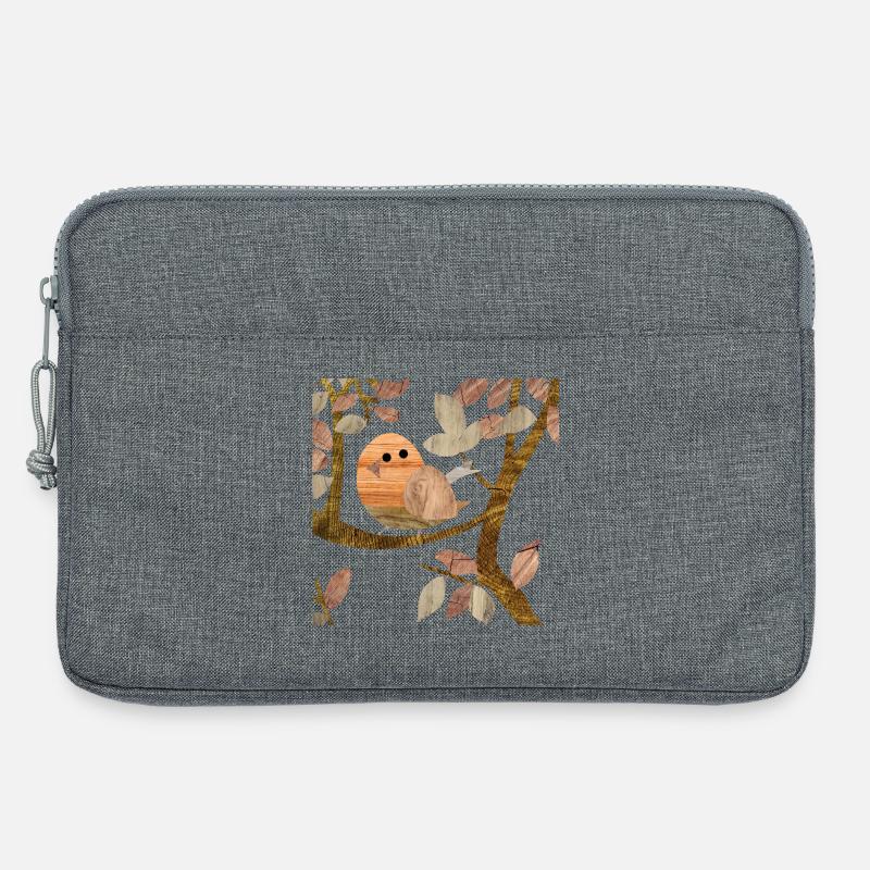 Vogel im Baum - Holz - Laptoptasche 13" - Grau meliert