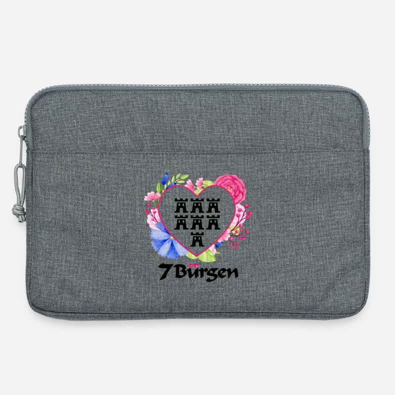 Siebenbürger Wappen mit Blumendesign und Wappen - Laptoptasche 13" - Grau meliert