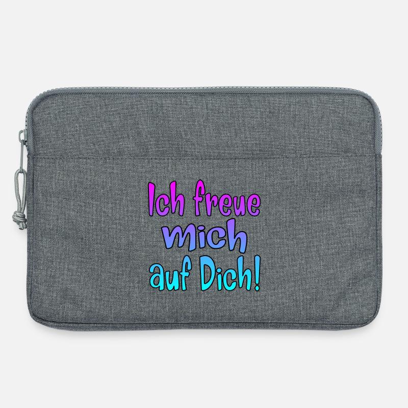 Ich freue mich auf Dich - SPRÜCHE - Laptoptasche 13" - Grau meliert