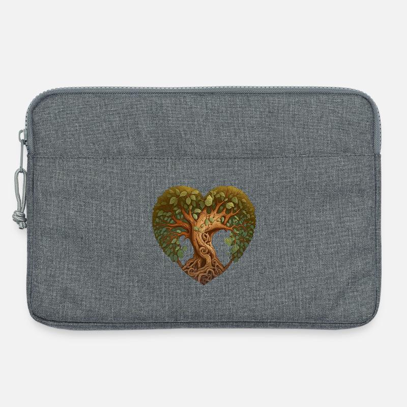 Baum in einer Herzform, Herzbaum, Herz der Natur - Laptoptasche 13" - Grau meliert