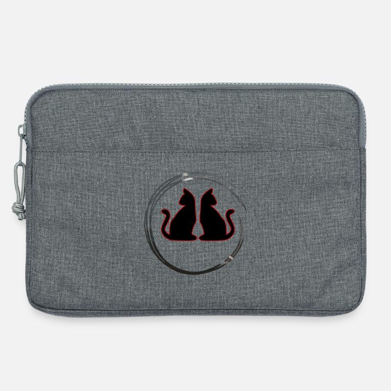 Rot / Schwarze Zwillings Katzen - Laptoptasche 13" - Grau meliert