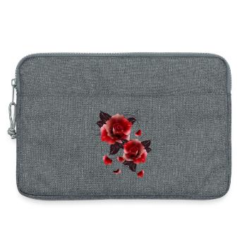 Deux belles roses rouges fascinantes - Sacoche pour ordinateur portable 13 pouces - gris chiné - Devant