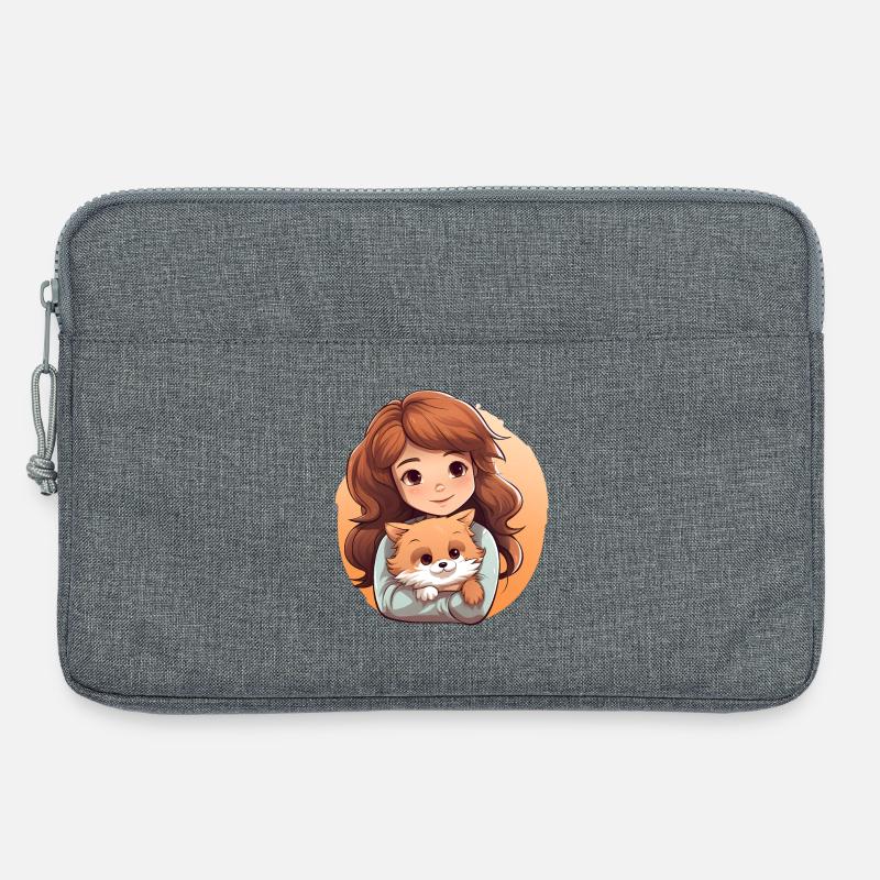 Mädchen mit Hund – Liebevolles Freundschaftsmotiv - Laptoptasche 13" - Grau meliert