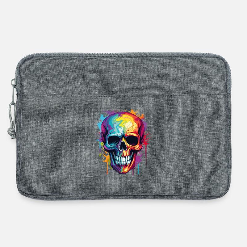 Psychedelischer Rainbow Farbschädel  - Laptoptasche 13" - Grau meliert