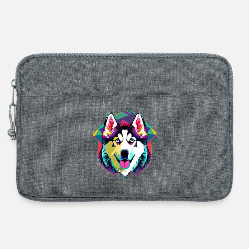 Farbenfroher Husky  - Laptoptasche 13" - Grau meliert