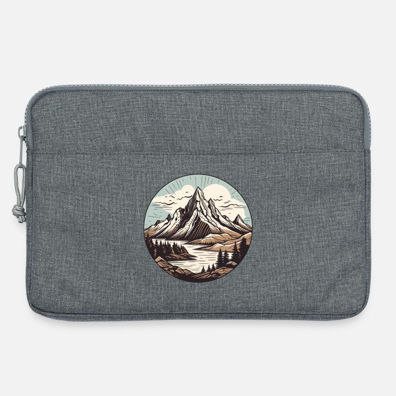 Runder Bergsee Landschaft - Laptoptasche 13" - Grau meliert