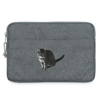 Katze sitzend, schwarz-weiß, tabby Motive - Laptoptasche 13" - Grau meliert - Vorne