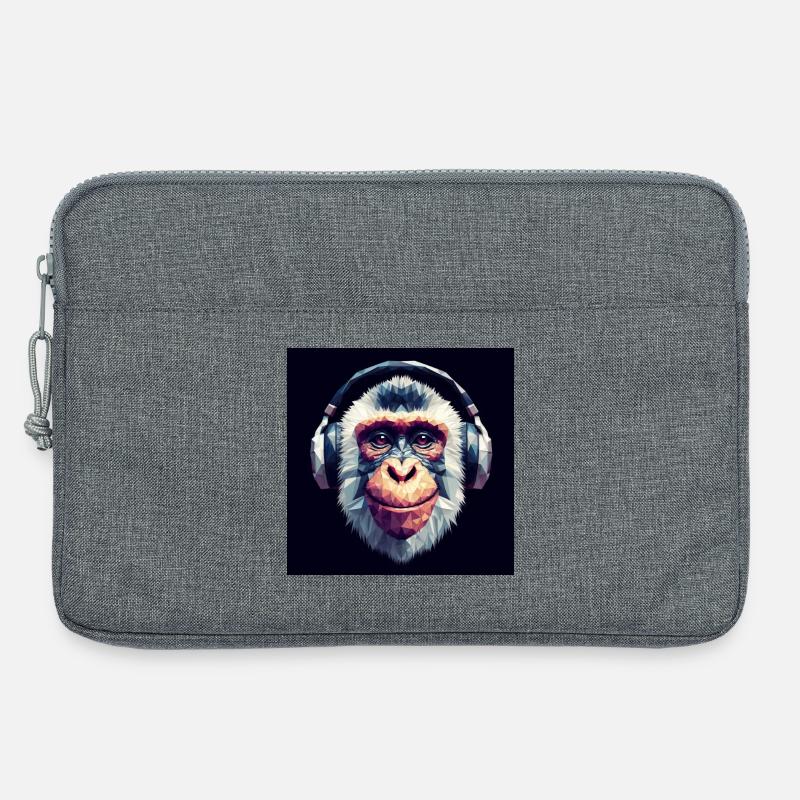 Affe mit Kopfhörer - Laptoptasche 13" - Grau meliert