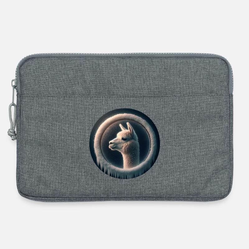 Alpaka schaut durch Fenster aus Eis - Laptoptasche 13" - Grau meliert