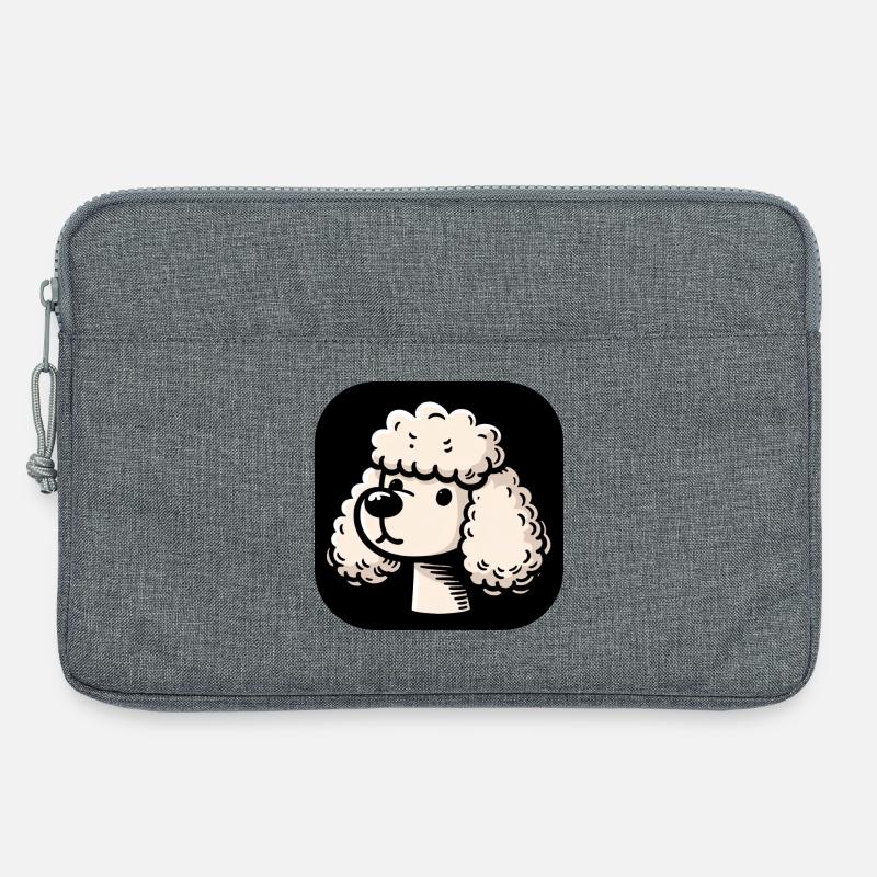 Süßer weißer Pudel im Comic Stil - Laptoptasche 13" - Grau meliert