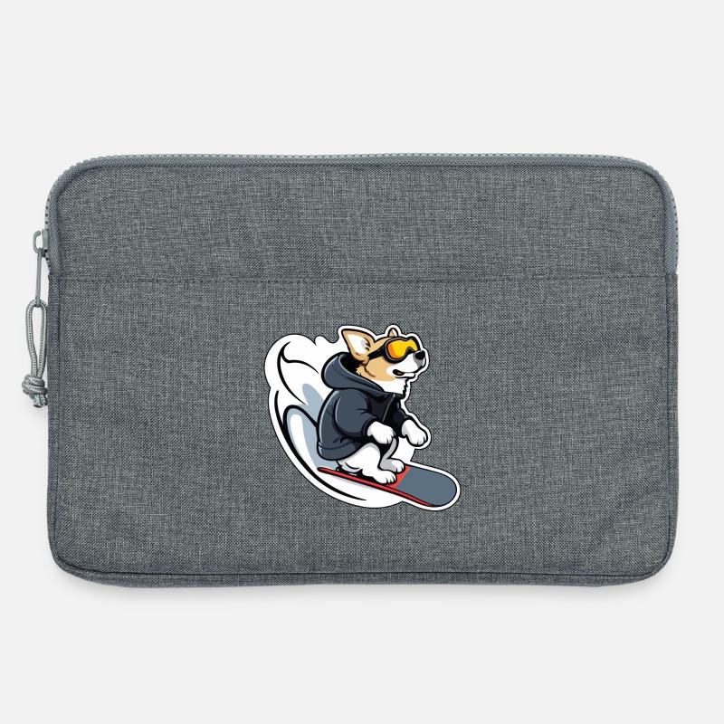 Snowboard Hund - Laptoptasche 13" - Grau meliert